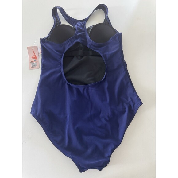 Women's Swimsuit  Pro Solid Adult athletic swimsuit slimming blue size Medium - Picture 7 of 10